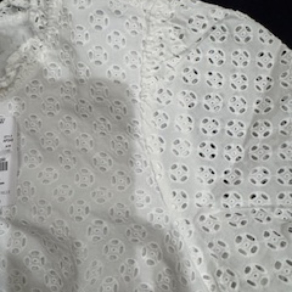 NEW W/ TAGS!  Ruffle-collar eyelet short-sleeve top, J Crew Factory, $69.50, Med - Picture 3 of 5